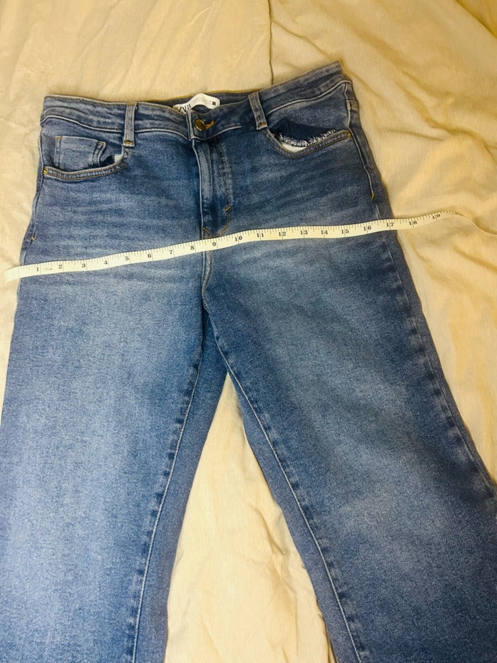 Zara Woman Blue Washed straight Leg Jeans Size 8 - Picture 10 of 13